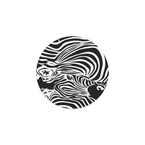 zebra opart, black and white Round Coaster