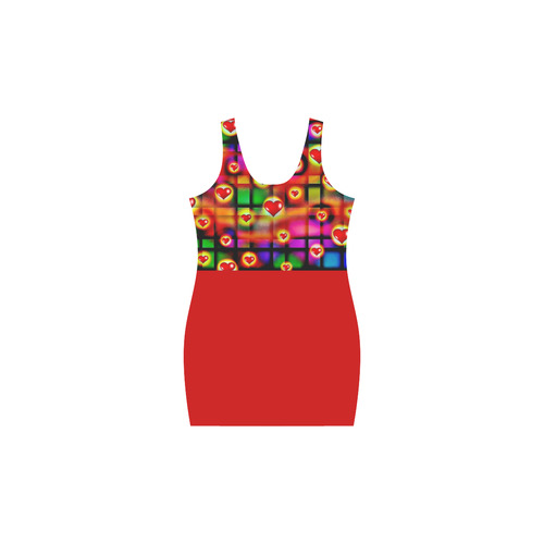 Hearts Parade Colorful Plaid Red Medea Vest Dress (Model D06)