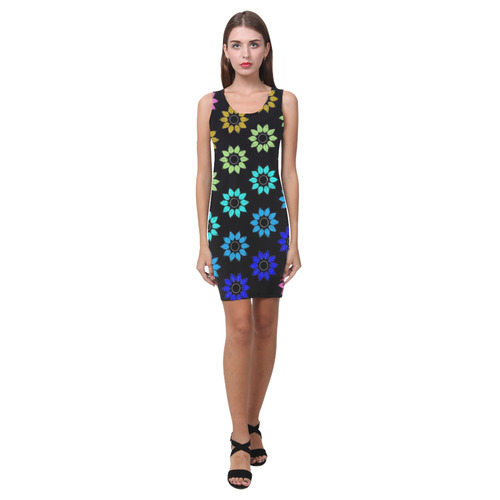 Rainbow Floral Black Medea Vest Dress (Model D06)