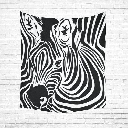 zebra opart, black and white Cotton Linen Wall Tapestry 51"x 60"