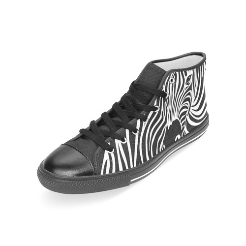 zebra opart, black and white Women's Classic High Top Canvas Shoes (Model 017)
