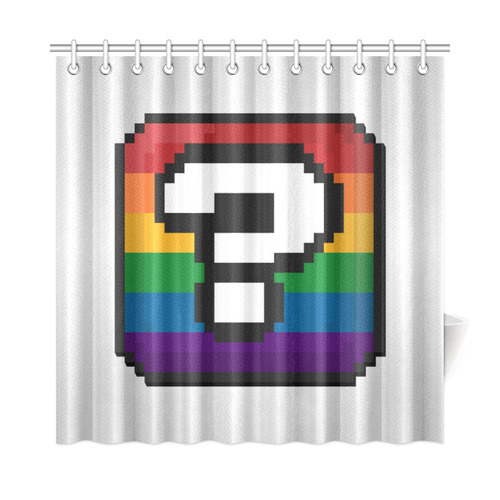 Pixel Rainbow Question Mark "?" Box Shower Curtain 72"x72"