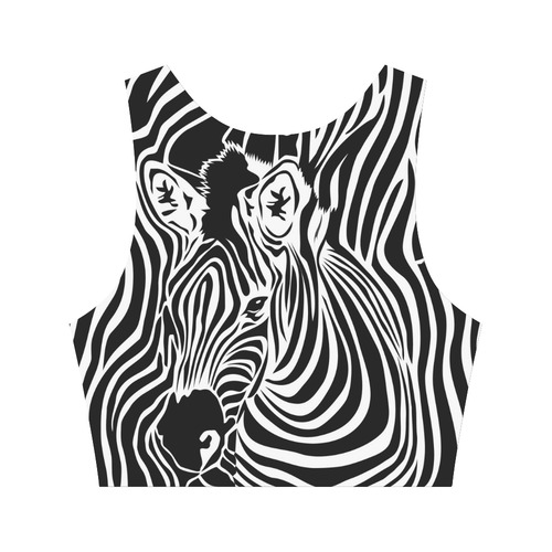 zebra opart, black and white Women's Crop Top (Model T42)