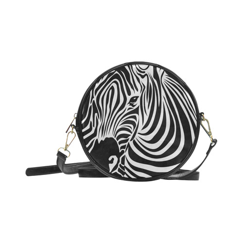 zebra opart, black and white Round Sling Bag (Model 1647)