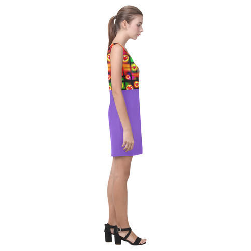 Hearts Parade Colorful Plaid Purple Medea Vest Dress (Model D06)