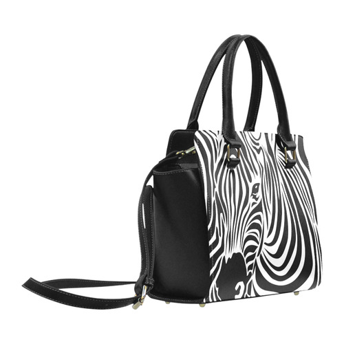 zebra opart, black and white Classic Shoulder Handbag (Model 1653)