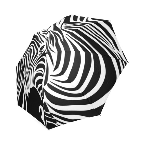 zebra opart, black and white Foldable Umbrella (Model U01)