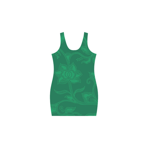 Vintage Floral Green Medea Vest Dress (Model D06)