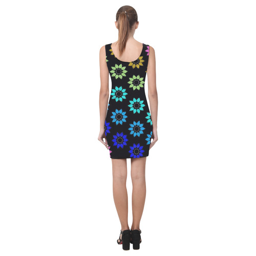 Rainbow Floral Black Medea Vest Dress (Model D06)