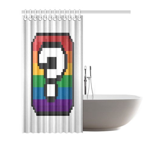 Pixel Rainbow Question Mark "?" Box Shower Curtain 72"x72"