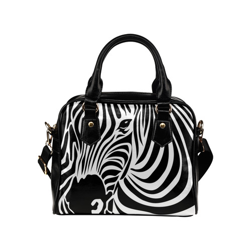 zebra opart, black and white Shoulder Handbag (Model 1634)