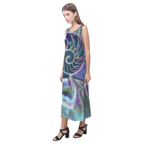 Wonderful Iridescent SHELL SNAIL Phaedra Sleeveless Open Fork Long Dress (Model D08)