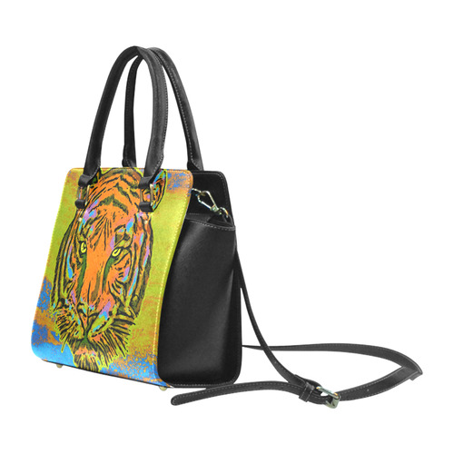 Pop Art TIGER HEAD orange green blue Classic Shoulder Handbag (Model 1653)