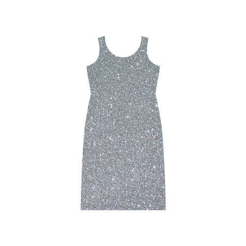 Sparkly Elegant Silver Phaedra Sleeveless Open Fork Long Dress (Model D08)