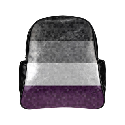 Asexual Pixel Flag Multi-Pockets Backpack (Model 1636)