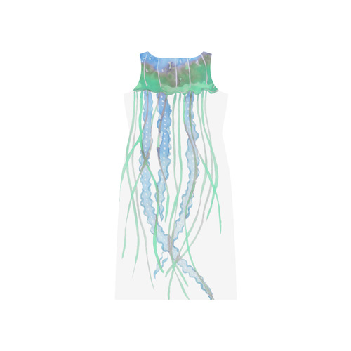 Watercolore JELLY FISH Blue Lilac Green Phaedra Sleeveless Open Fork Long Dress (Model D08)