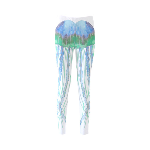 Watercolore JELLY FISH Blue Lilac Green Cassandra Women's Leggings (Model L01)