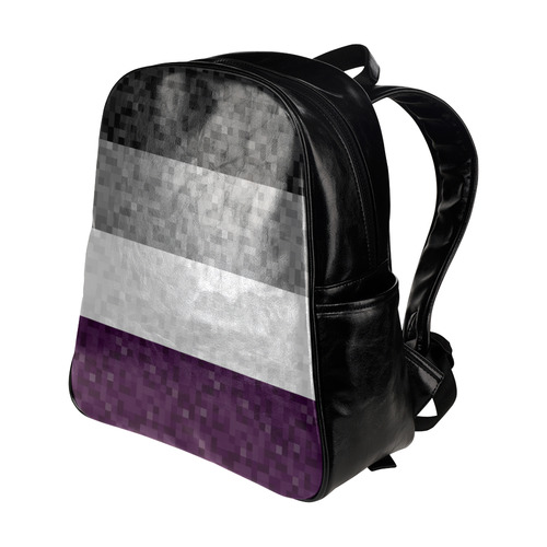 Asexual Pixel Flag Multi-Pockets Backpack (Model 1636)