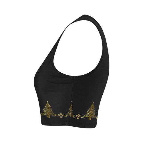 Beautiful Golden Christmas Tree Women's Crop Top (Model T42)