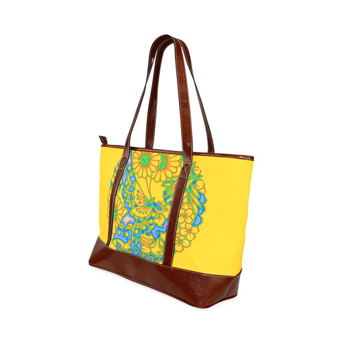 Multicolored Butterflies & Flowers Medallion 3 Tote Handbag (Model 1642)