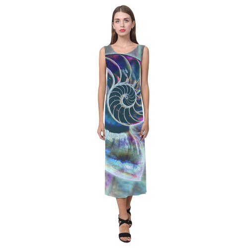 Wonderful Iridescent SHELL SNAIL Phaedra Sleeveless Open Fork Long Dress (Model D08)