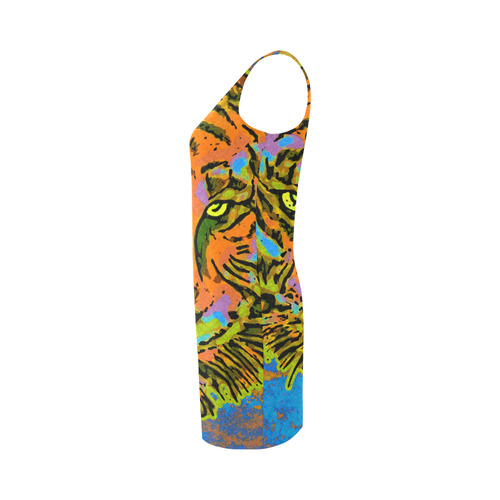 Pop Art TIGER HEAD orange green blue Medea Vest Dress (Model D06)