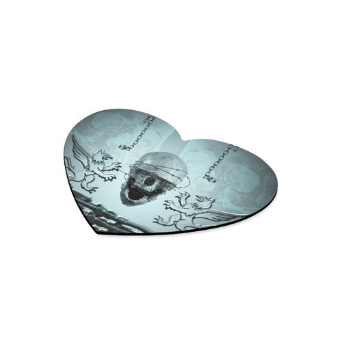 Scary skull with lion Heart-shaped Mousepad