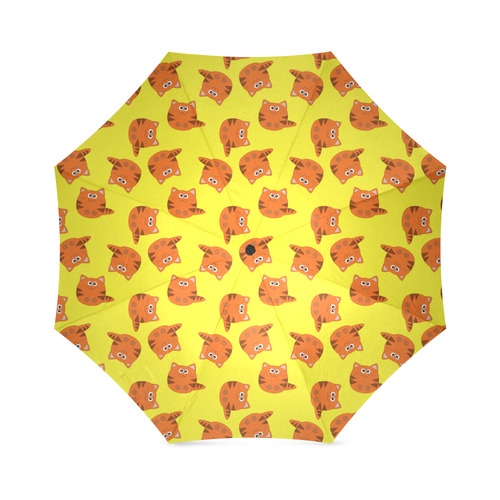 Cute Tiger Striped Kitty Cat Pattern Foldable Umbrella (Model U01)