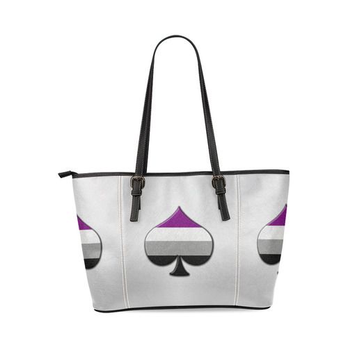 Asexual Pride Ace Symbol Leather Tote Bag/Large (Model 1640)