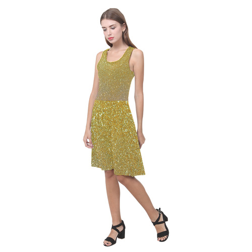 Sparkly Elegant Gold Atalanta Casual Sundress(Model D04)