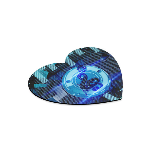 Music, clef in blue mechanical design Heart-shaped Mousepad