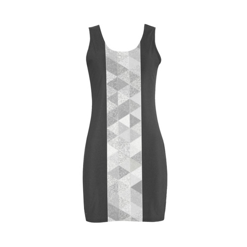 Triangles Grunge Pattern Border Grey Mix Medea Vest Dress (Model D06)