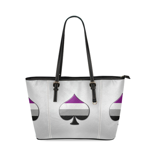 Asexual Pride Ace Symbol Leather Tote Bag/Large (Model 1640)