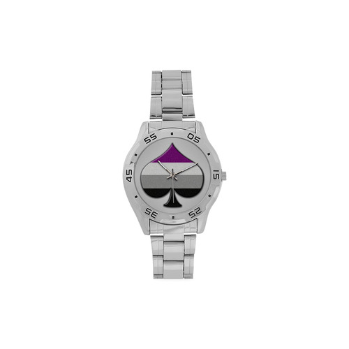 Asexual Pride Ace Symbol Men's Stainless Steel Analog Watch(Model 108)