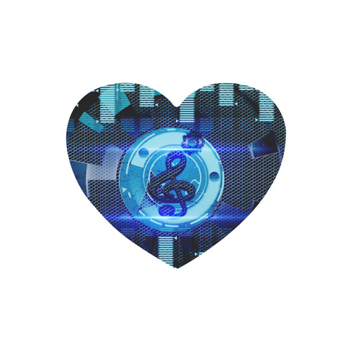 Music, clef in blue mechanical design Heart-shaped Mousepad