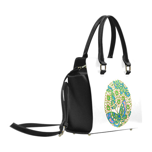 Multicolored Butterflies & Flowers Medallion 1 Classic Shoulder Handbag (Model 1653)