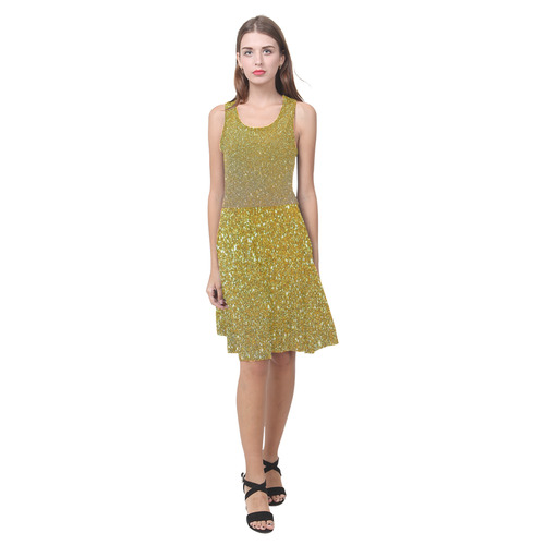 Sparkly Elegant Gold Atalanta Casual Sundress(Model D04)