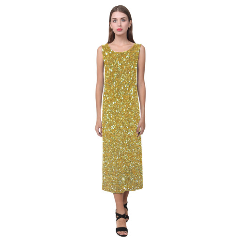 Sparkly Elegant Gold Phaedra Sleeveless Open Fork Long Dress (Model D08)