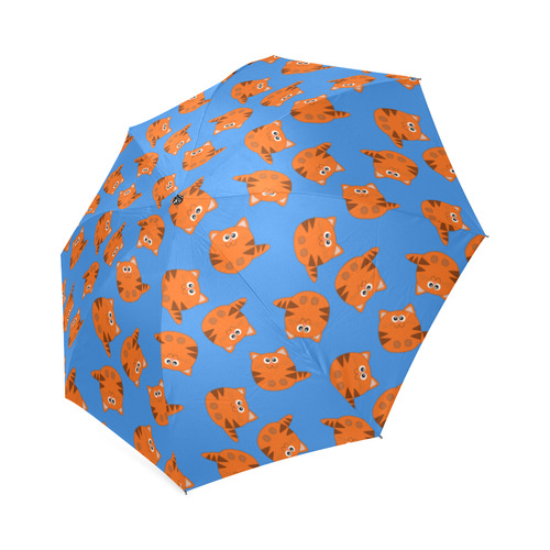 Cute Tiger Striped Kitty Cat Pattern Foldable Umbrella (Model U01)