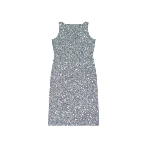 Sparkly Elegant Silver Phaedra Sleeveless Open Fork Long Dress (Model D08)