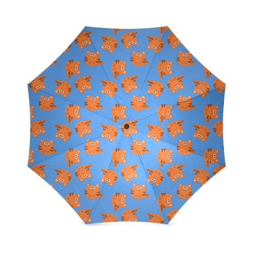 Cute Tiger Striped Kitty Cat Pattern Foldable Umbrella (Model U01)