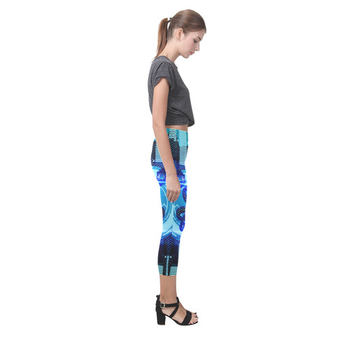 Music, clef in blue mechanical design Capri Legging (Model L02)