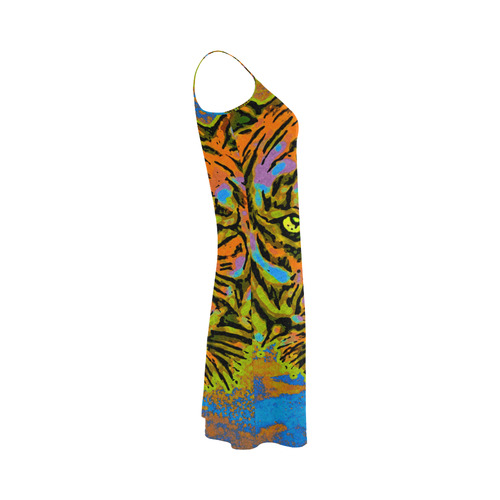Pop Art TIGER HEAD orange green blue Alcestis Slip Dress (Model D05)