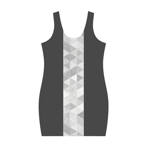 Triangles Grunge Pattern Border Grey Mix Medea Vest Dress (Model D06)