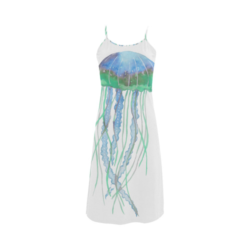 Watercolore JELLY FISH Blue Lilac Green Alcestis Slip Dress (Model D05)