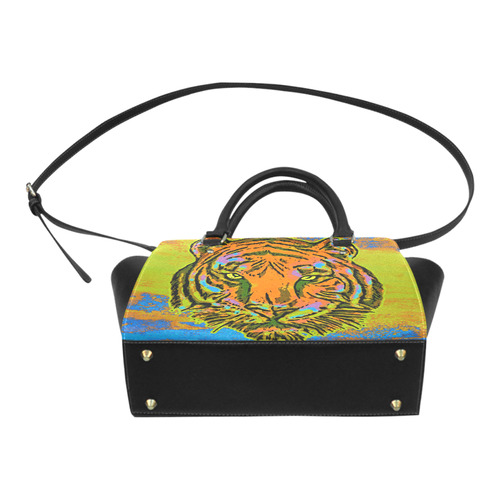 Pop Art TIGER HEAD orange green blue Classic Shoulder Handbag (Model 1653)