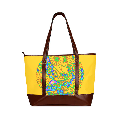 Multicolored Butterflies & Flowers Medallion 3 Tote Handbag (Model 1642)