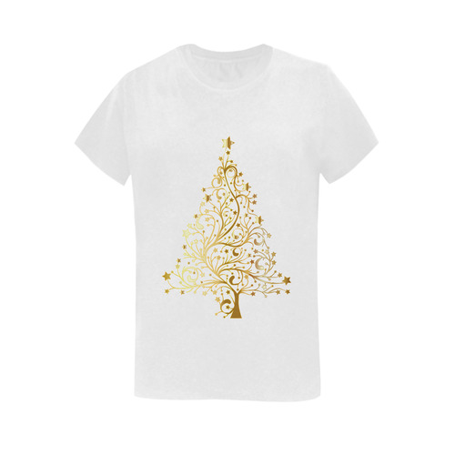 Beautiful Golden Christmas Tree Women's T-Shirt in USA Size (Two Sides Printing)