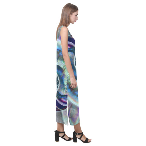 Wonderful Iridescent SHELL SNAIL Phaedra Sleeveless Open Fork Long Dress (Model D08)