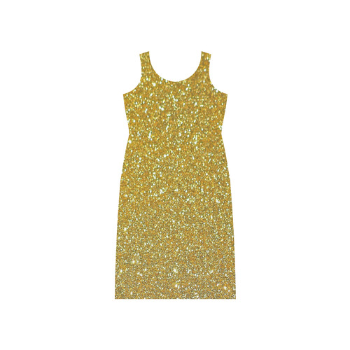 Sparkly Elegant Gold Phaedra Sleeveless Open Fork Long Dress (Model D08)